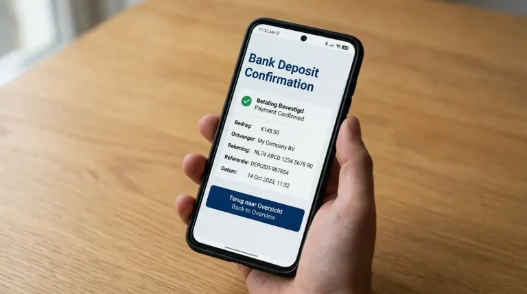 Betaling via iDEAL op een telefoon om geld te storten bij een legale bookmaker