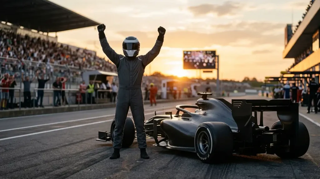 Formule 1-coureur die de wereldtitel viert aan het einde van het seizoen