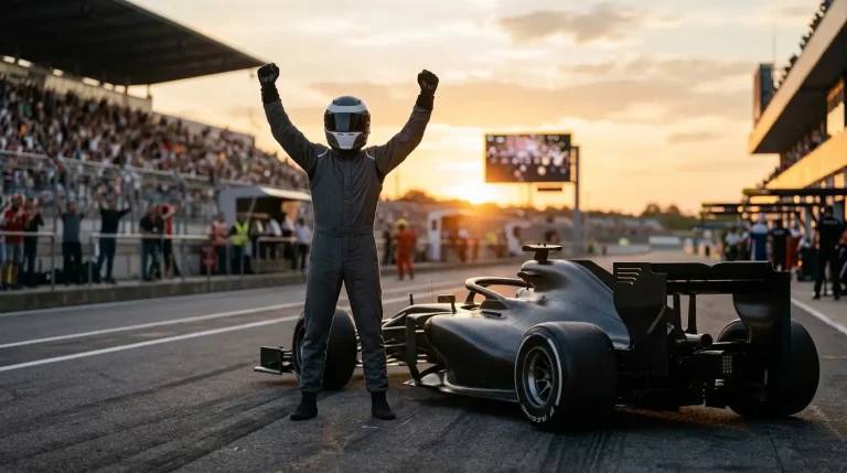 Formule 1-coureur die de wereldtitel viert aan het einde van het seizoen