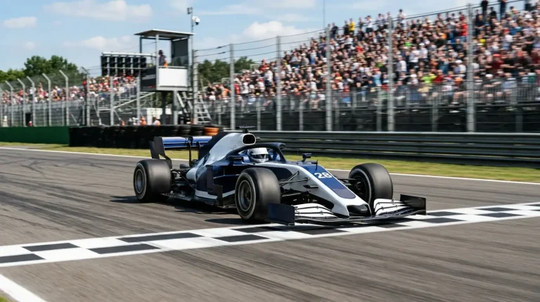 Formule 1-coureur die als eerste over de finishlijn rijdt tijdens een Grand Prix